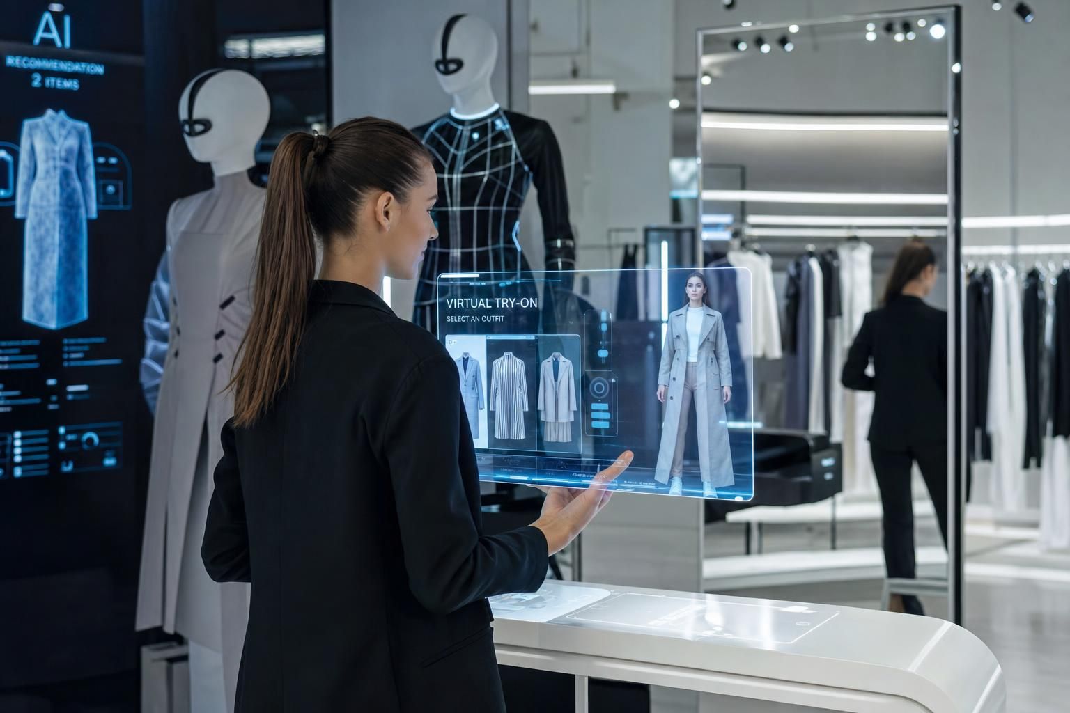 découvrez comment l'intelligence artificielle et l'essayage virtuel révolutionnent l'industrie de l'habillement en 2026, transformant l'expérience d'achat et optimisant la vente.